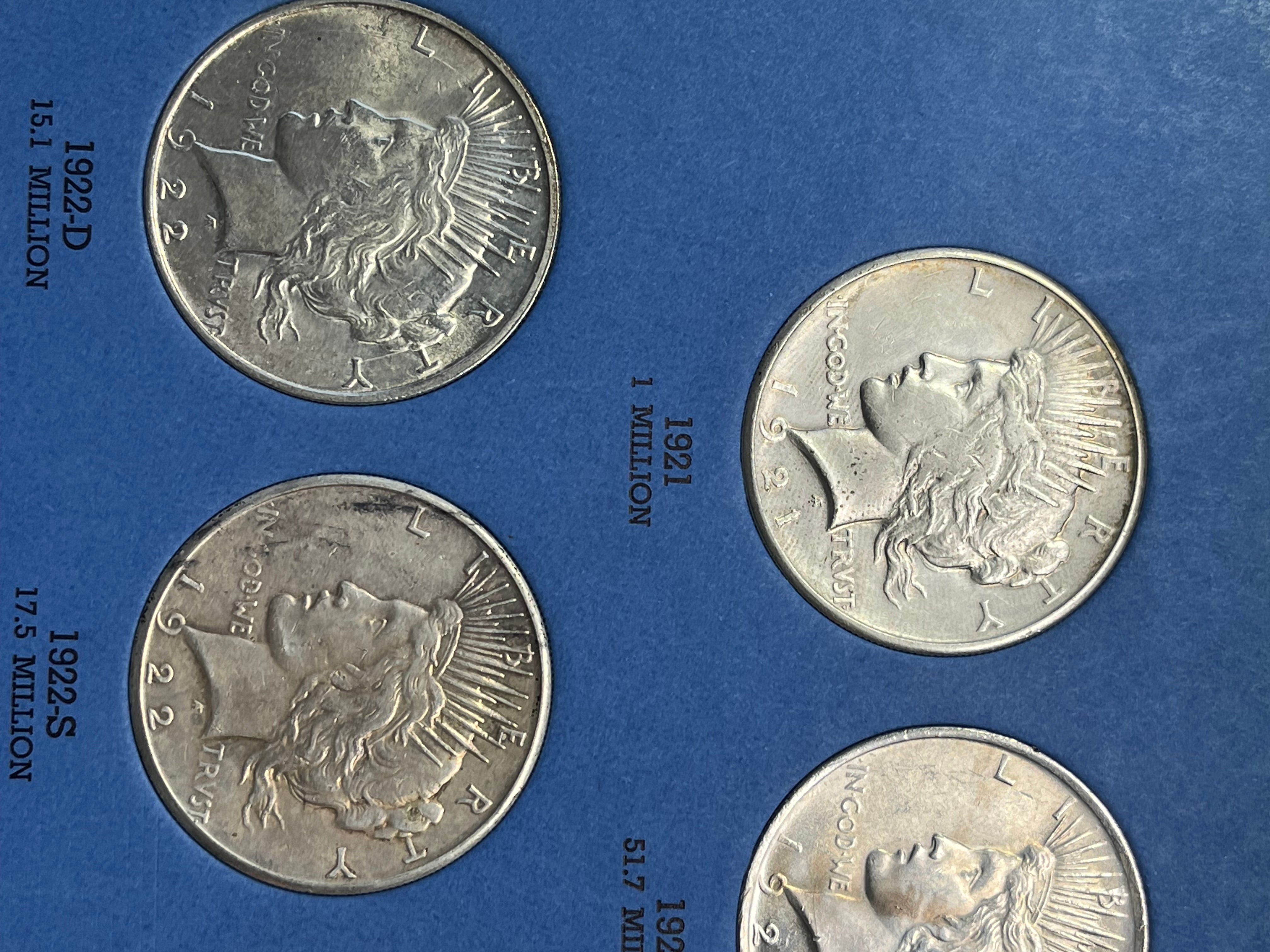 Peace Silver Dollar Set 1921-35 Higher Grade Really Nice Complete Set at a Great Price