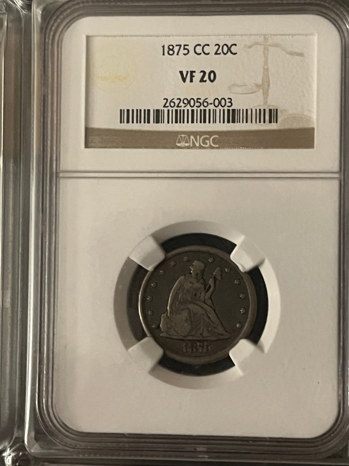 1875 cc 20 cent piece NGC VF20