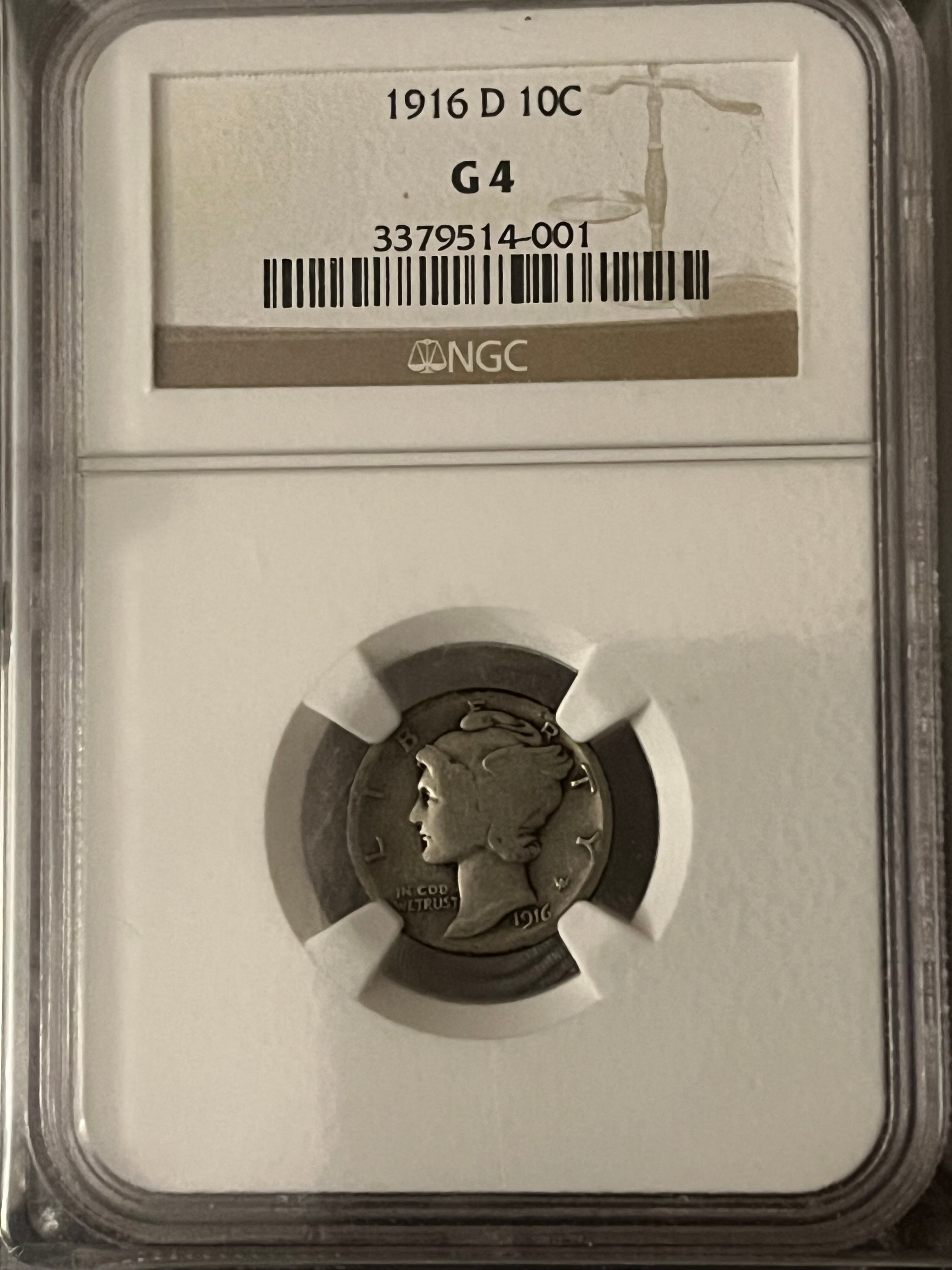 1916d Mercury Dime NGC G4 Rare  Hard To Find