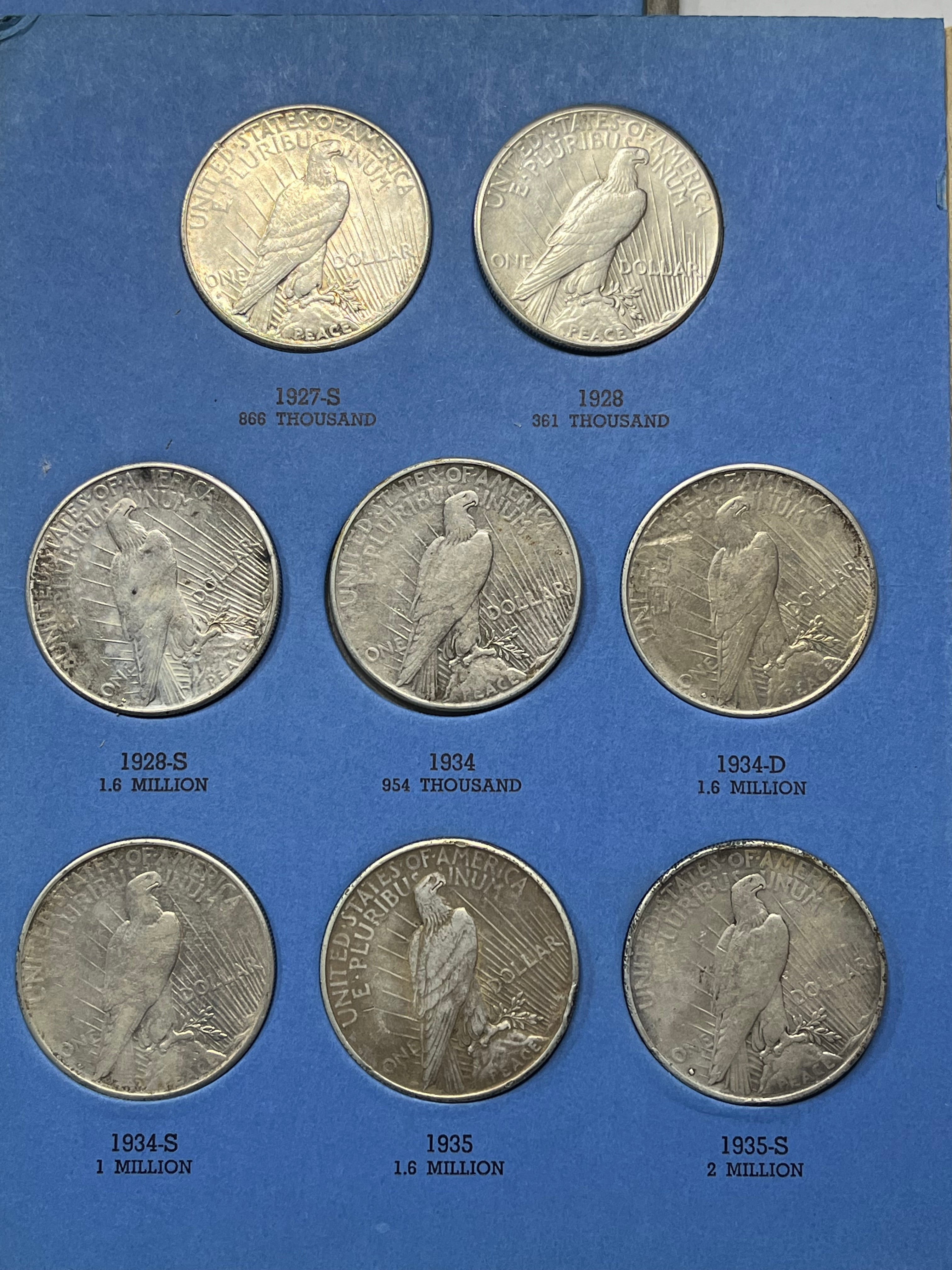 Peace Silver Dollar Set 1921-35 Higher Grade Really Nice Complete Set at a Great Price